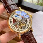 Patek Philippe Skeleton Copy Watch for Mens - Gold Case Leather Strap